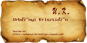 Urbányi Krisztián névjegykártya